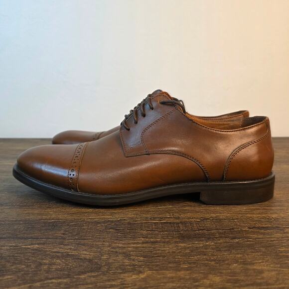 Saks Fifth Avenue Cap Toe Oxford Shoes Men 9.5 Brown Leather Italy main image 4